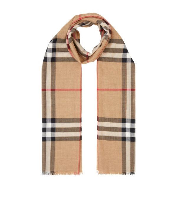 Lightweight Check Wool and Silk Scarf | Harrods US