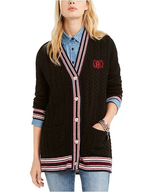 Cable-Knit Varsity Cardigan, Created For Macy's