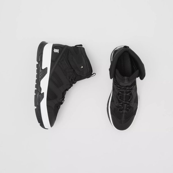 Mesh and Nubuck Union High-top Sneakers