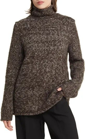 Marled Wool Turtleneck Sweater