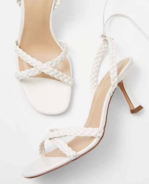 Leather Braided Ankle Wrap Sandals | Ann Taylor