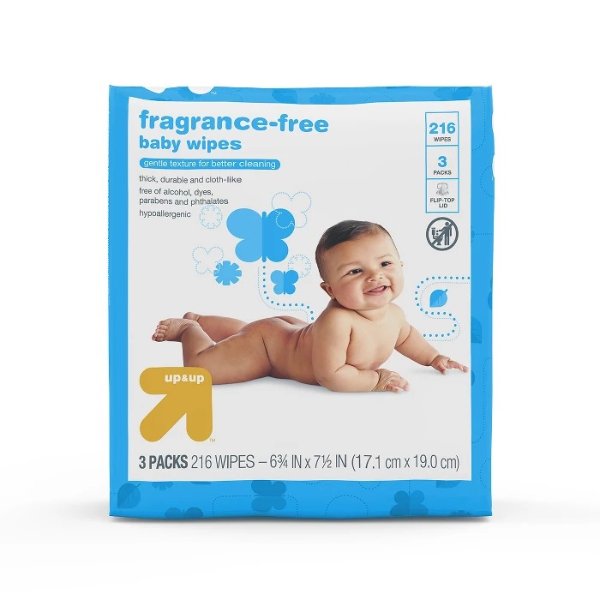 Fragrance Free Baby Wipes Unscented 216ct - Up&#38;Up&#8482;