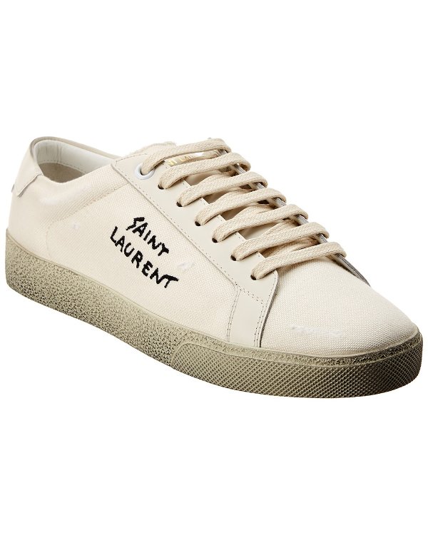 Court Classic Embroidered Canvas & Leather Sneaker