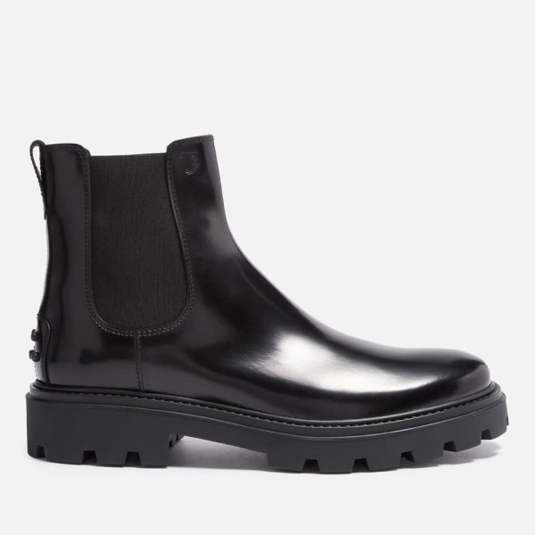 Tod's Elastic Heavy Rubber Leather Chelsea Boots