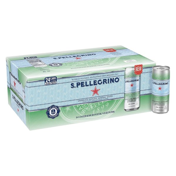 S.Pellegrino Sparkling Natural Mineral Water, 11.15 Fl Oz Cans, Pack of 24