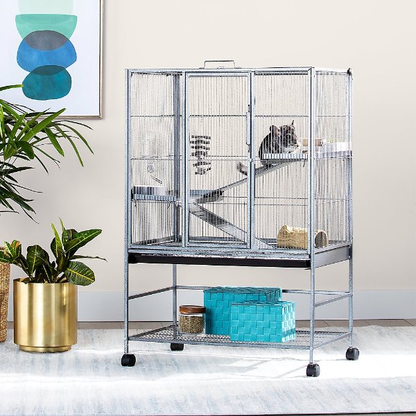 Full Cheeks™ Chew Proof Small Pet Habitat - Includes Cage, Trays, Ramps, Shelves & Wheels