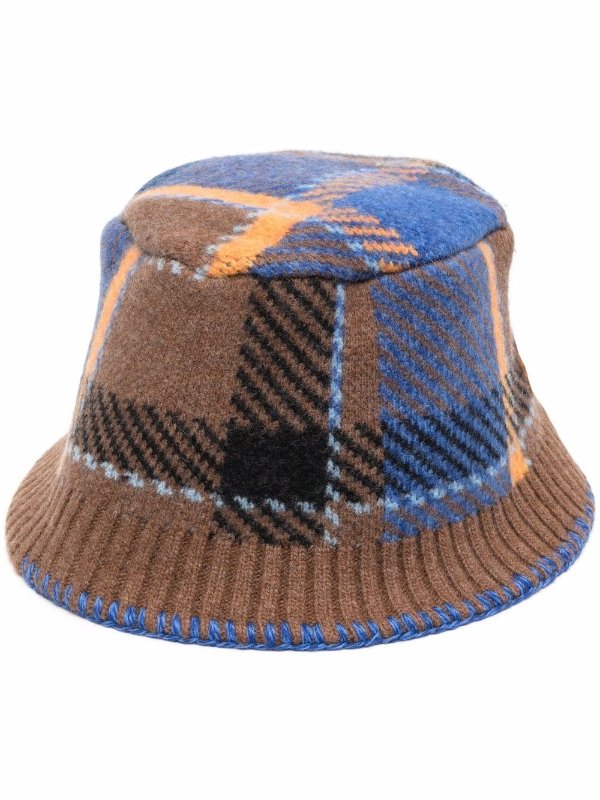 checked wool bucket hat