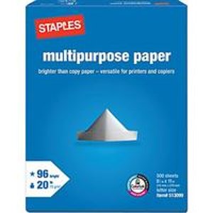 Staples® Multipurpose Paper, 8 1/2" x 11", Ream
