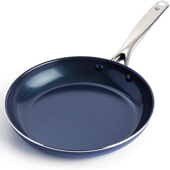 Cookware Diamond Infused Ceramic Nonstick 10" Frying Pan Skillet, PFAS-Free, Dishwasher Safe, Oven Safe, Blue