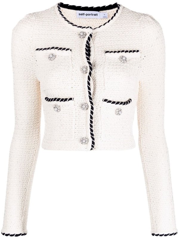Cropped sequin knitted cardigan