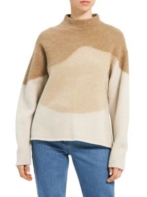 Tricolor Brushed Intarsia Sweater