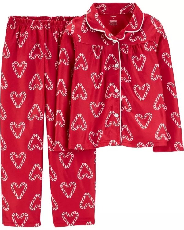 2-Piece Hearts Coat Style Fleece PJs