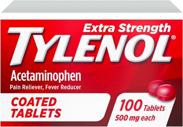 Extra Strength Coated Tablets, Acetaminophen Adult Pain Relief & Fever Reducer, 100 ct