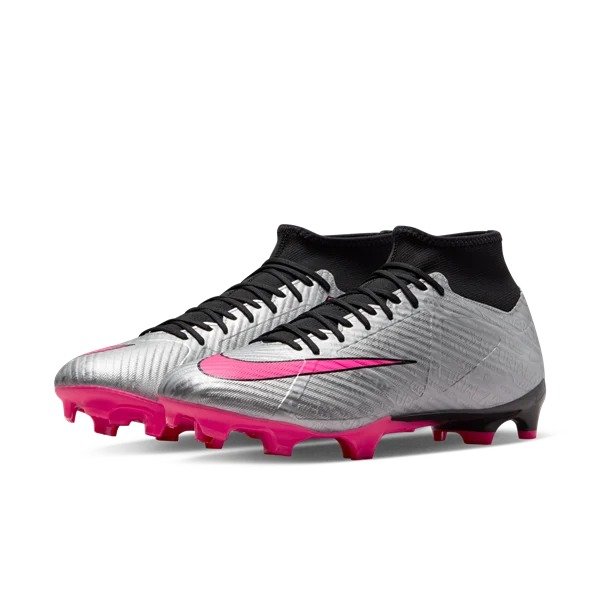 Nike Air Zoom Mercurial Superfly 9 Academy XXV FG/MG Firm Ground Soccer Cleat - Silver/Pink/Black/Yellow | SOCCER.COM