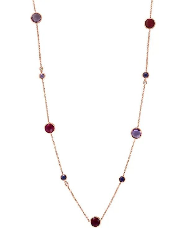 14K Rose Gold & Multi Stone Necklace/18''