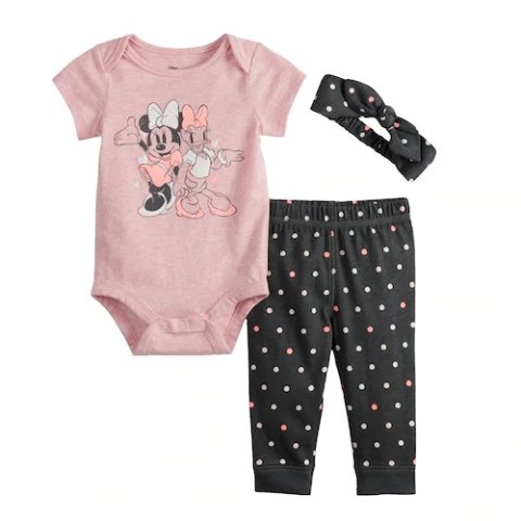 Jumping beansDisney s Minnie Mouse & Daisy Duck Baby Girl Graphic Bodysuit, Polka-Dot Pants & Headband Set by Jumping Beans®