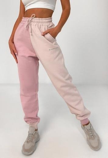 - Pink Color BlockOversized Joggers