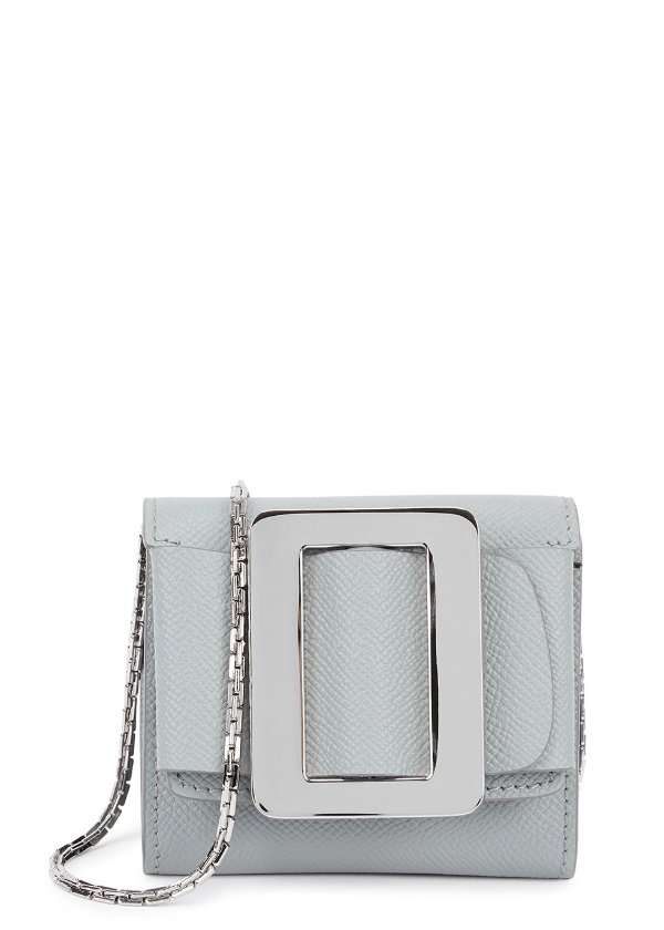 Buckle ice grey leather coin purse