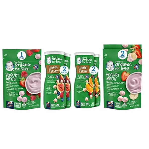 Up Age Snacks Variety Pack - Organic Yogurt Melts & Organic Puffs, 7Count