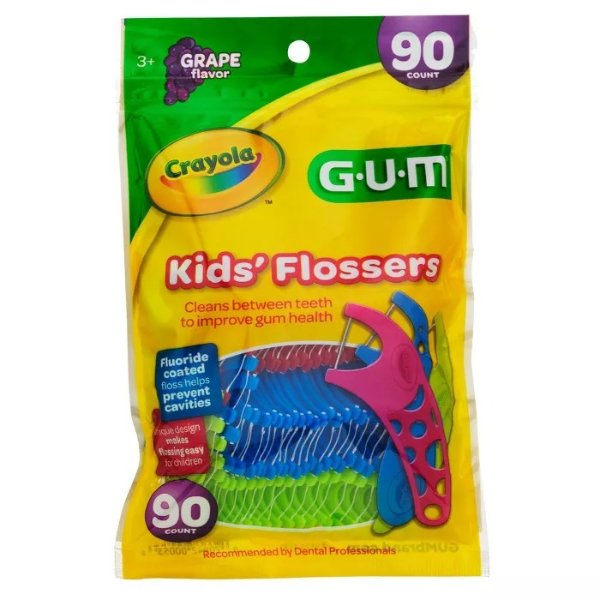 GUM Crayola Grape Flavour Kid&#39;s Flossers - 90ct