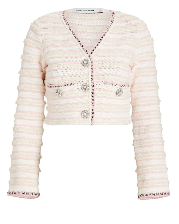 Multi-Stripe Wool-Blend Cardigan Sweater