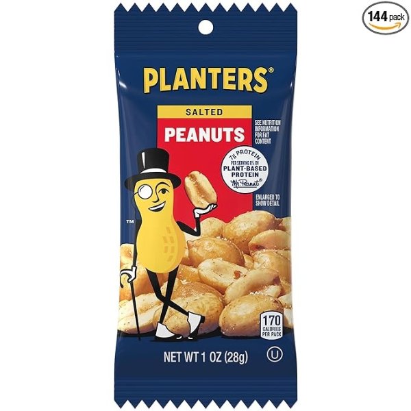 Planters Single Serve Salted Peanuts, 1 oz. Bags (Pack of 144)