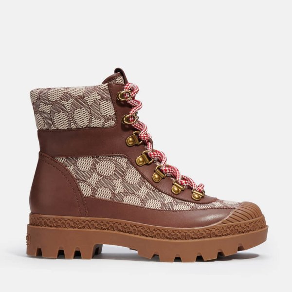 Talia Jacquard, Suede and Leather Lace-Up Boots