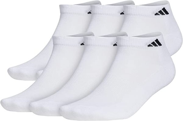 adidas 男款运动短袜 6双装促销 白色款L码