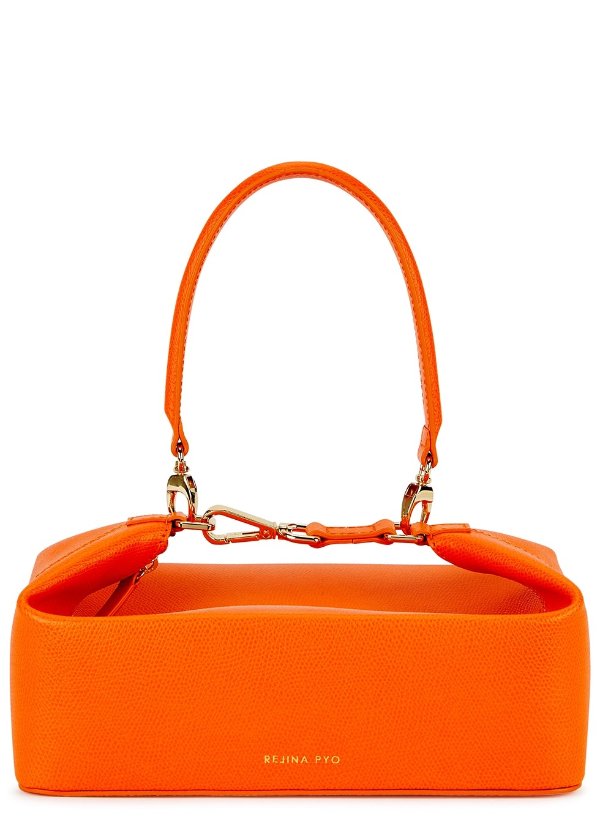 Olivia orange leather top handle bag