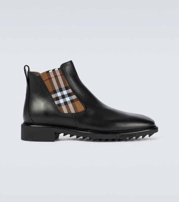 Checked leather Chelsea boots