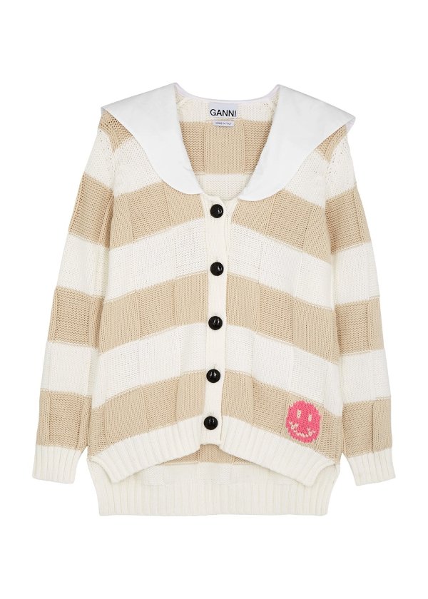 Checked cotton-blend cardigan