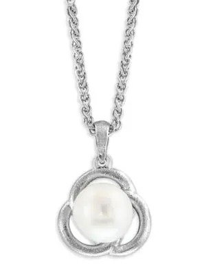 Sterling Silver & 8MM Freshwater Pearl Pendant Necklace