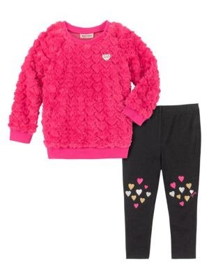 Juicy Couture Little Girl's 2-Pice Faux Fur-Trim Top & Leggings Set