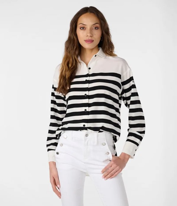 STRIPED WOVEN TOP