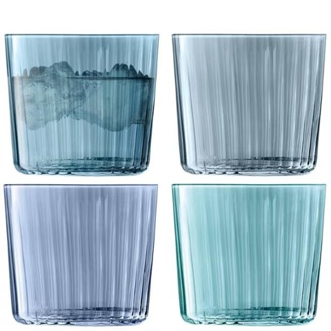 宝石玻璃杯 4件 渐变蓝色