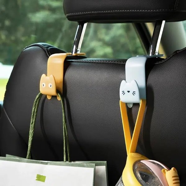 2pcs Cartoon Anime Animals Car Seat Hook Headrest Hooks For Purses And Bags Universal Handbag Coats Umbrellas | Shop The Latest Trends | Temu