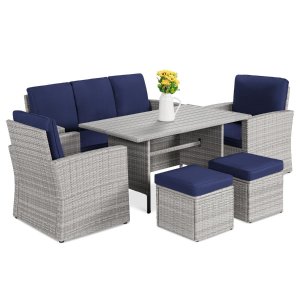 Best Choice Products 7-Seater Conversation Wicker Dining Table