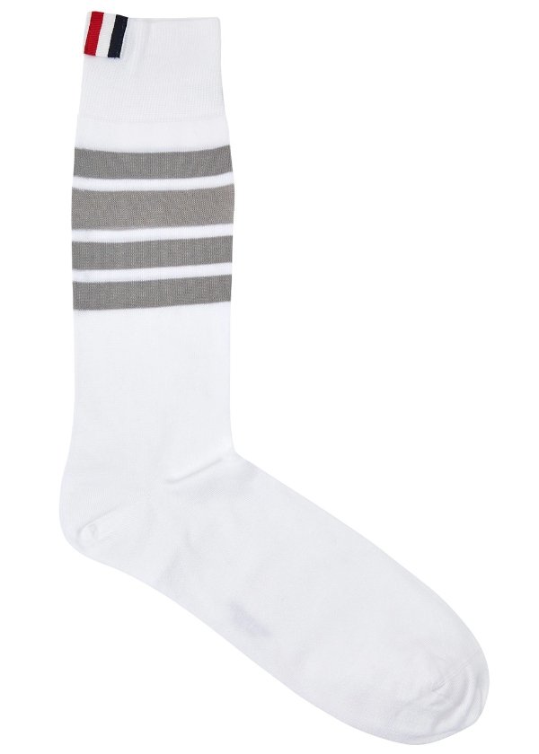White striped cotton-blend socks