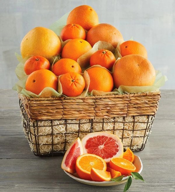 Sunny Citrus 柑橘+葡萄柚+脐橙+风信子篮