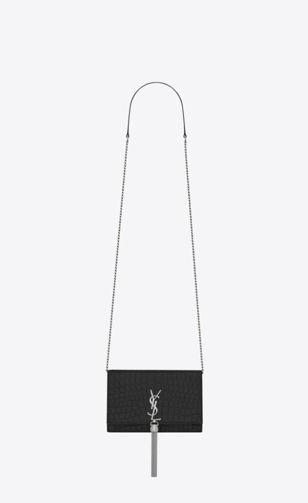 Kate chain wallet with tassel in crocodile embossed leather | Saint Laurent __locale_country__ | YSL.com