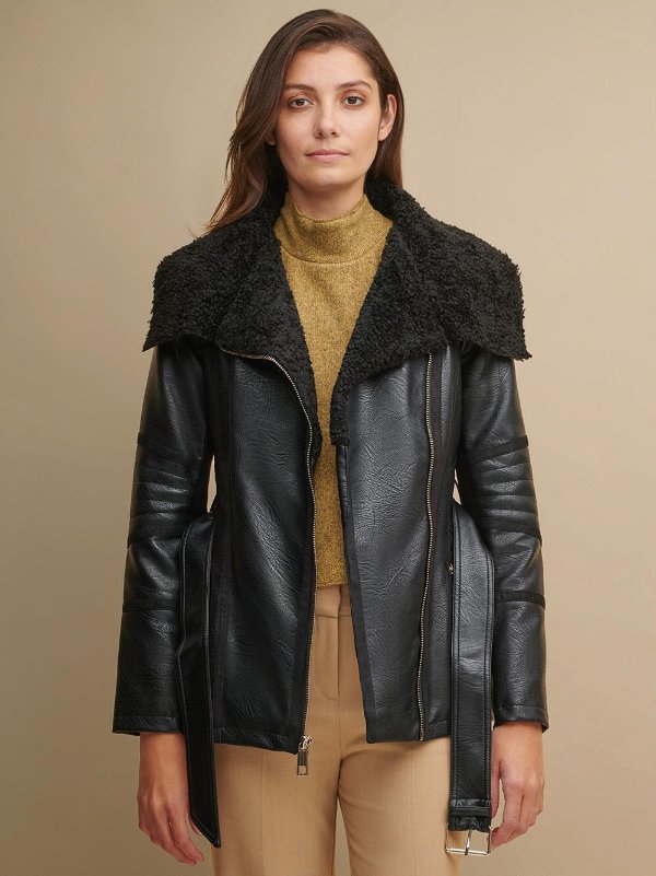 Mid Length Faux Fur Lined Jacket