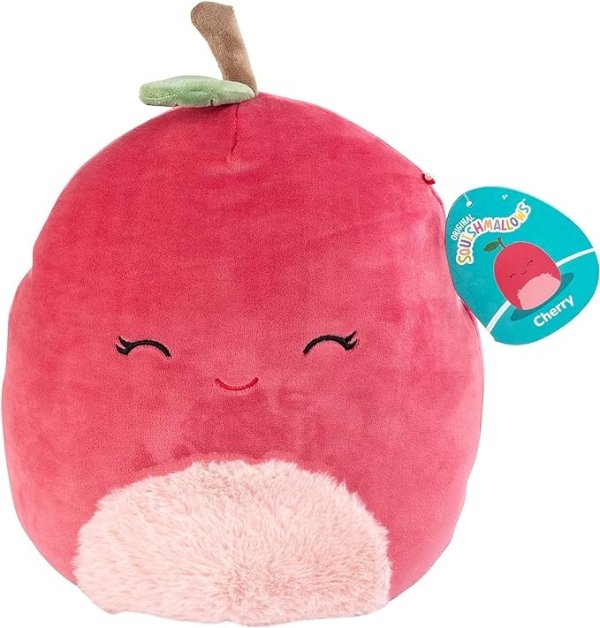 10-Cherry The Cherry - Official Jazwares Plush - Collectible Soft & Squishy Fruit Squad Stuffed Animal Toy - Add to Your Squad - Easter Gift for Kids, Girls & Boys