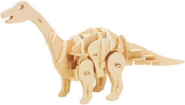 Mini Apatosaurus 3D Wooden Walking Dinosaur Puzzle Sound Control Toy Gift for Kids