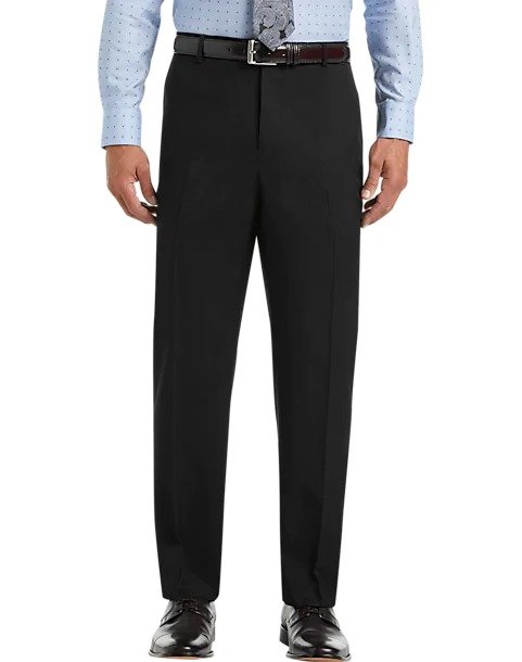 Joseph & Feiss Black Wool Gabardine Dress Pants - Men's Pants | Men's Wearhouse