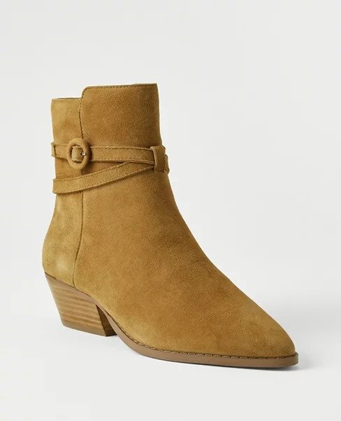Suede Western Ankle Booties | Ann Taylor