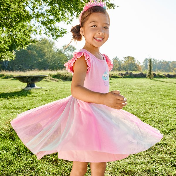 Girls Embroidered Cupcake Tutu Dress - Birthday Boutique - pink pearl