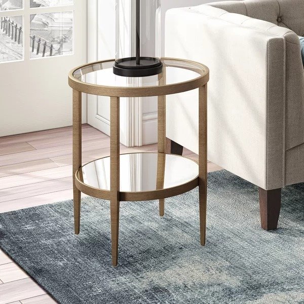 Barbara Glass Top End Table with Storage