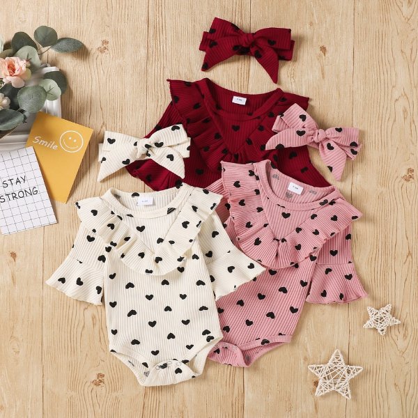 Baby Girl casual Heart-shaped Bodysuits