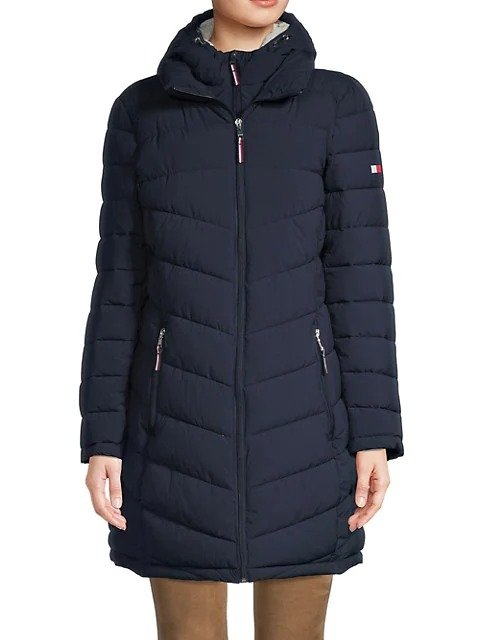 Quilted Faux Fur-Trim Puffer