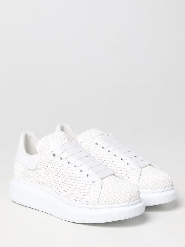 sneakers in leather and raffia